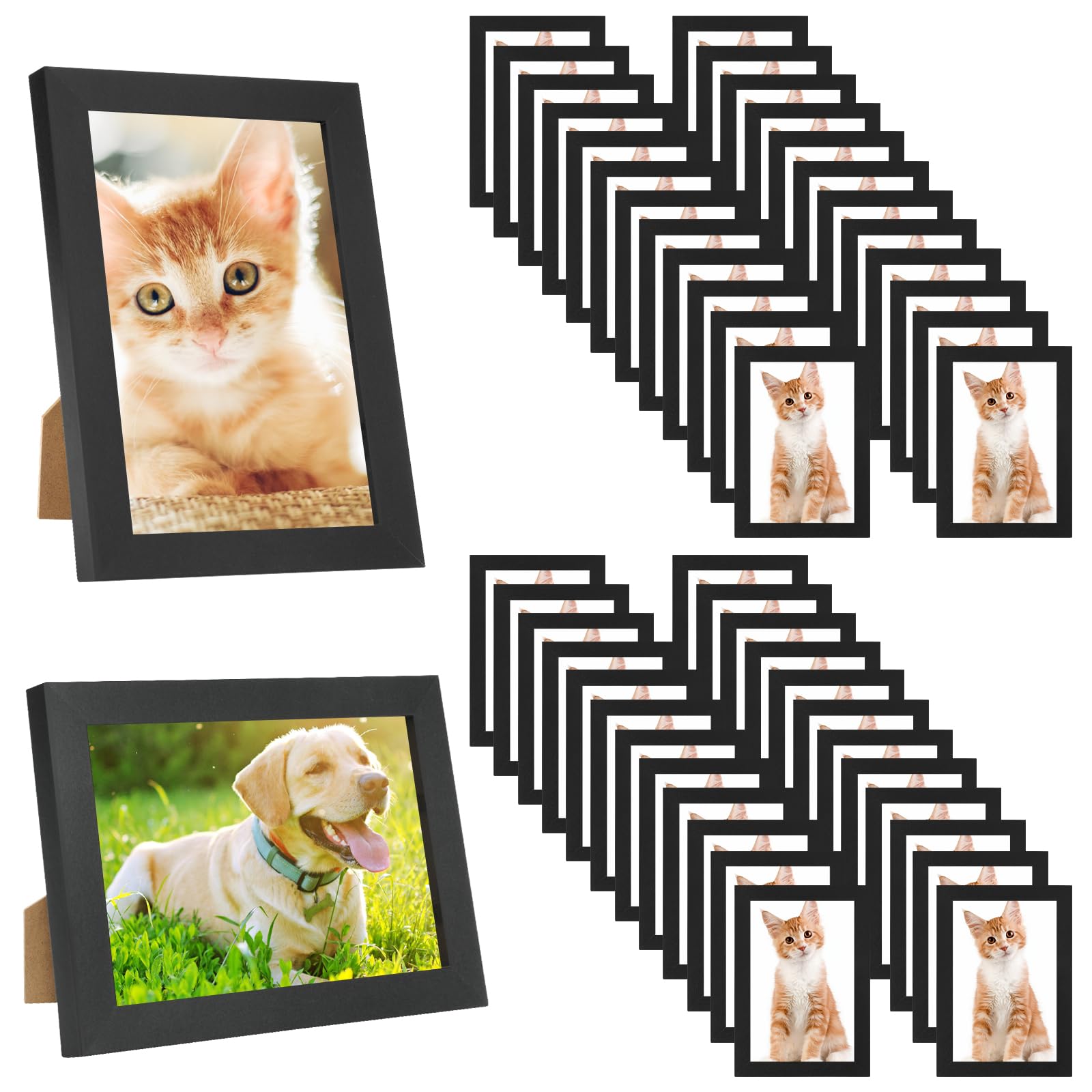 YOUKE OLA 50-pack black 4x6 frames for versatile wall or tabletop displays.