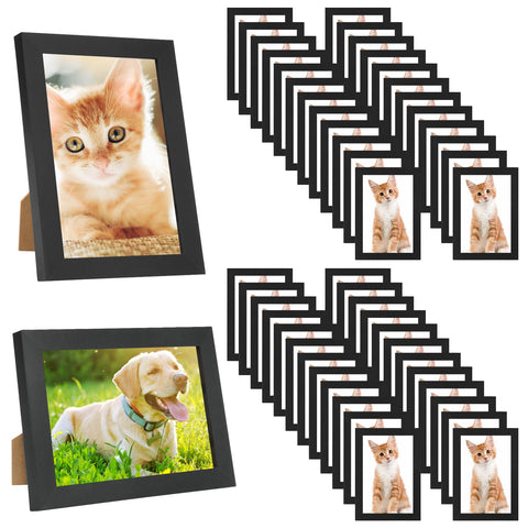YOUKE OLA 50-pack black 4x6 frames for versatile wall or tabletop displays.