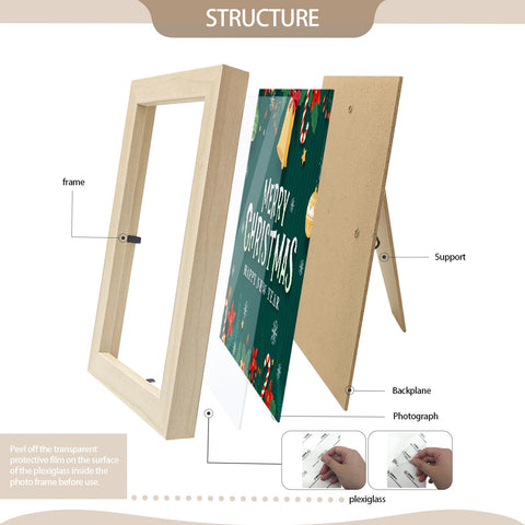 Wall-mount ready 4x6 frame in natural finish for gallery walls.