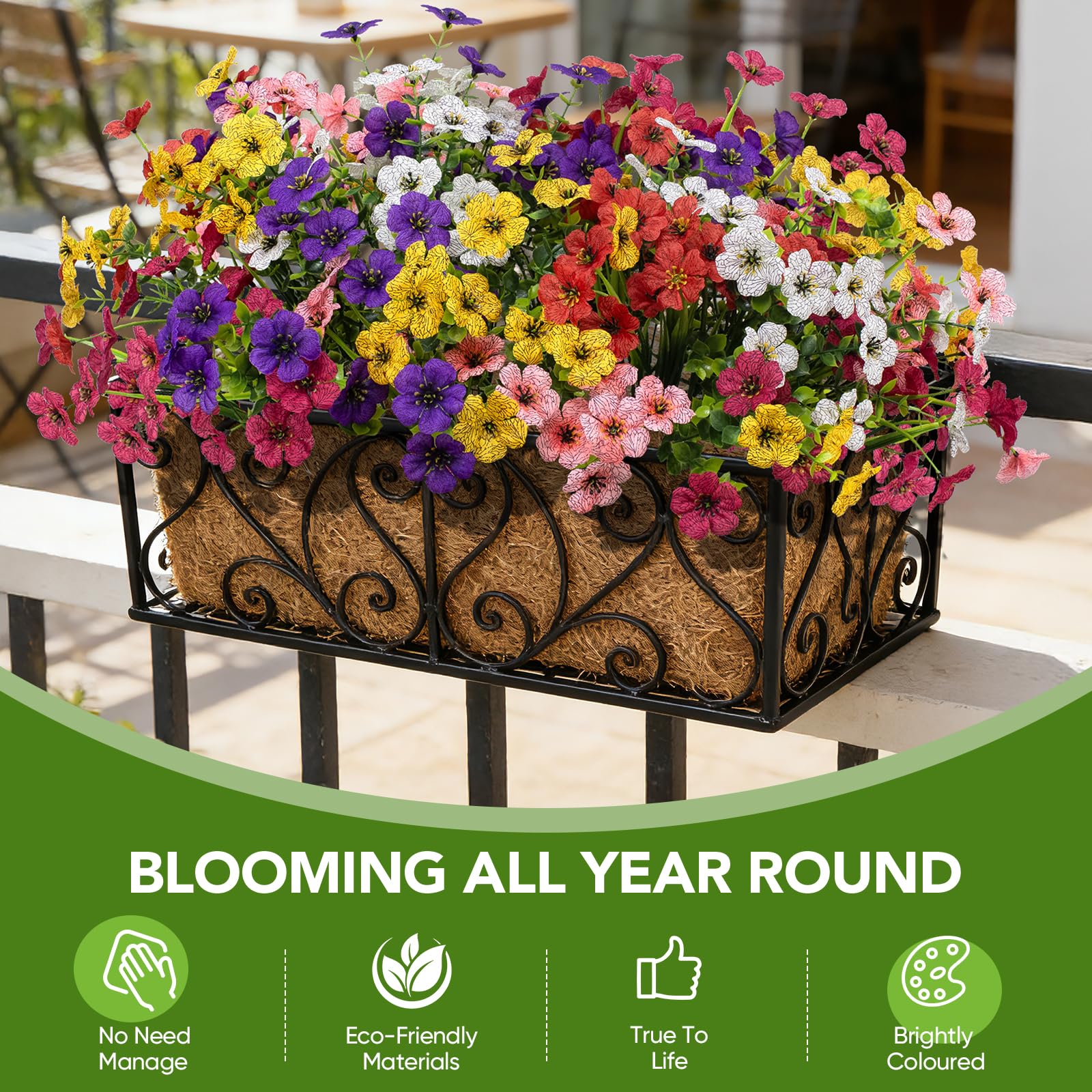 Youlifafa UV-resistant outdoor flowers stay vibrant under sun with minimal upkeep.