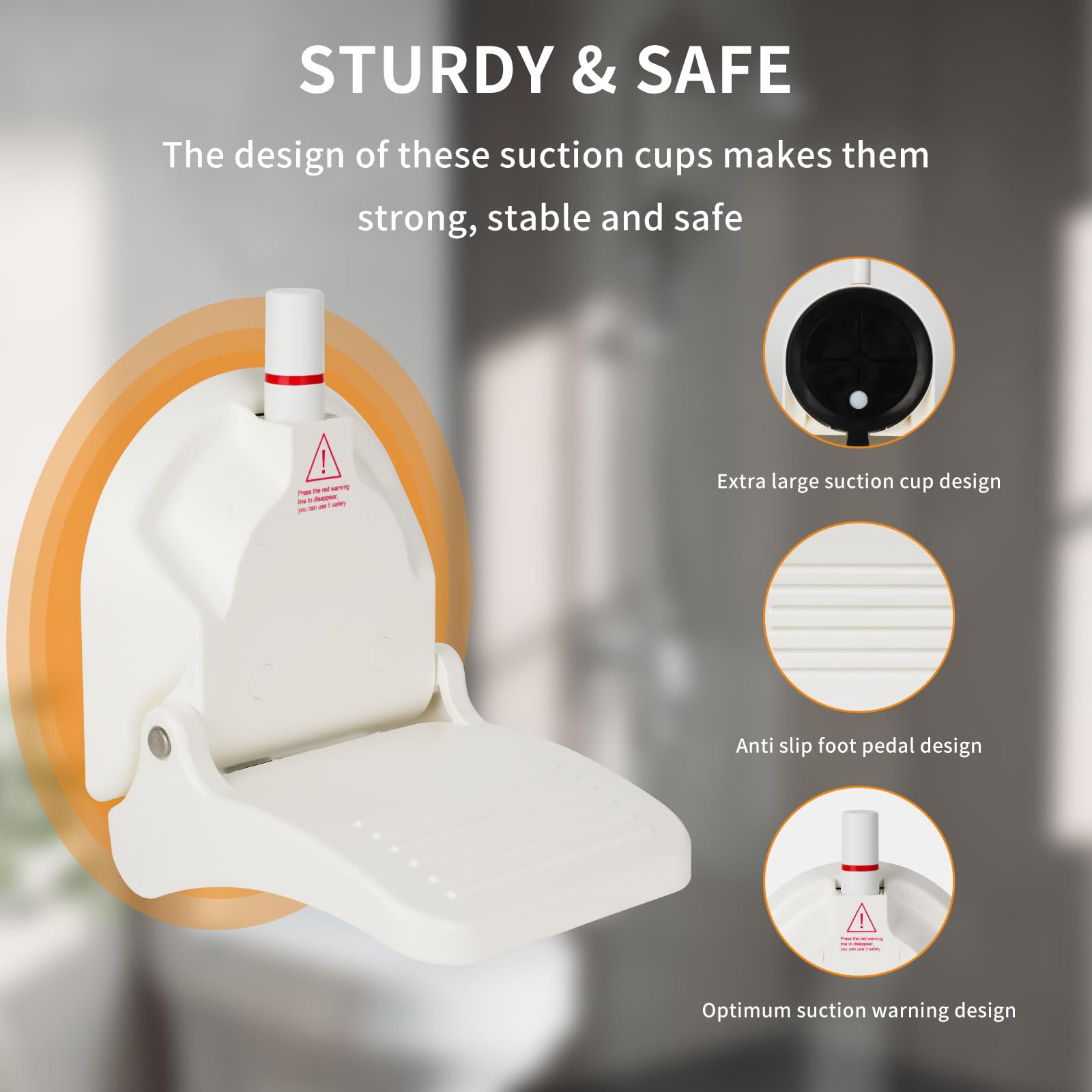 Youmtool wall-mount foot stool optimized for smooth tiles and safety