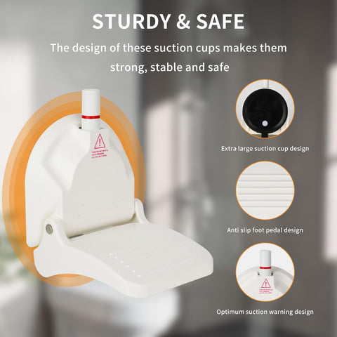 Youmtool wall-mount foot stool optimized for smooth tiles and safety
