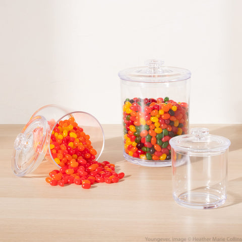 Youngever 30oz jar storage for cotton swabs and cosmetics.