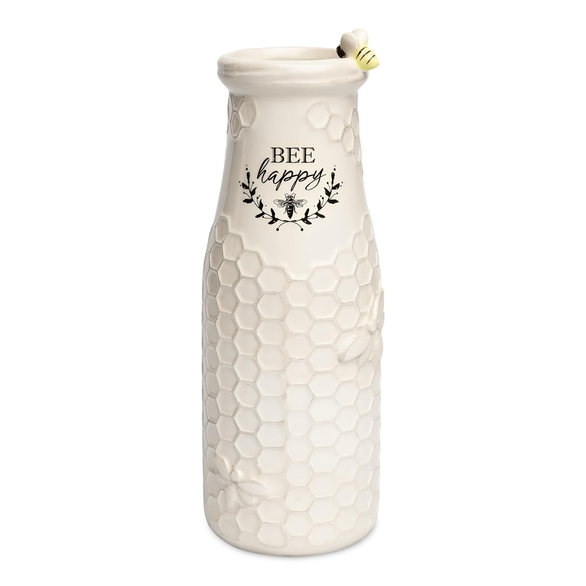 Young's Inc Bee Happy vase with embossed honeycomb texture for elegant display