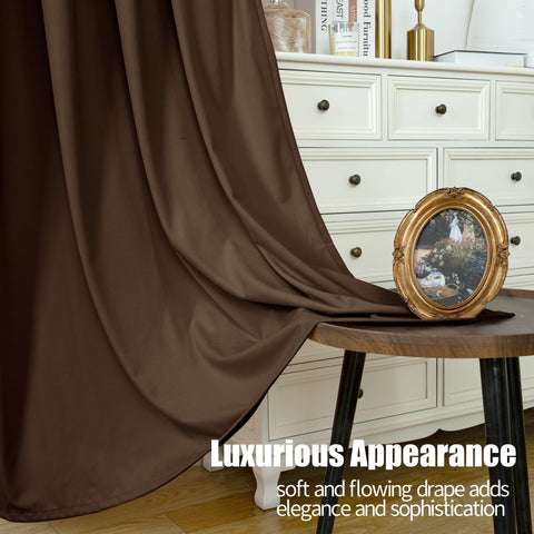 YoungsTex brown velvet curtain 84-inch panel provides insulation against drafts in bedrooms