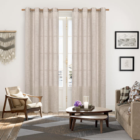 YoungsTex curtains with bronze grommets for rustic charm and easy installation.