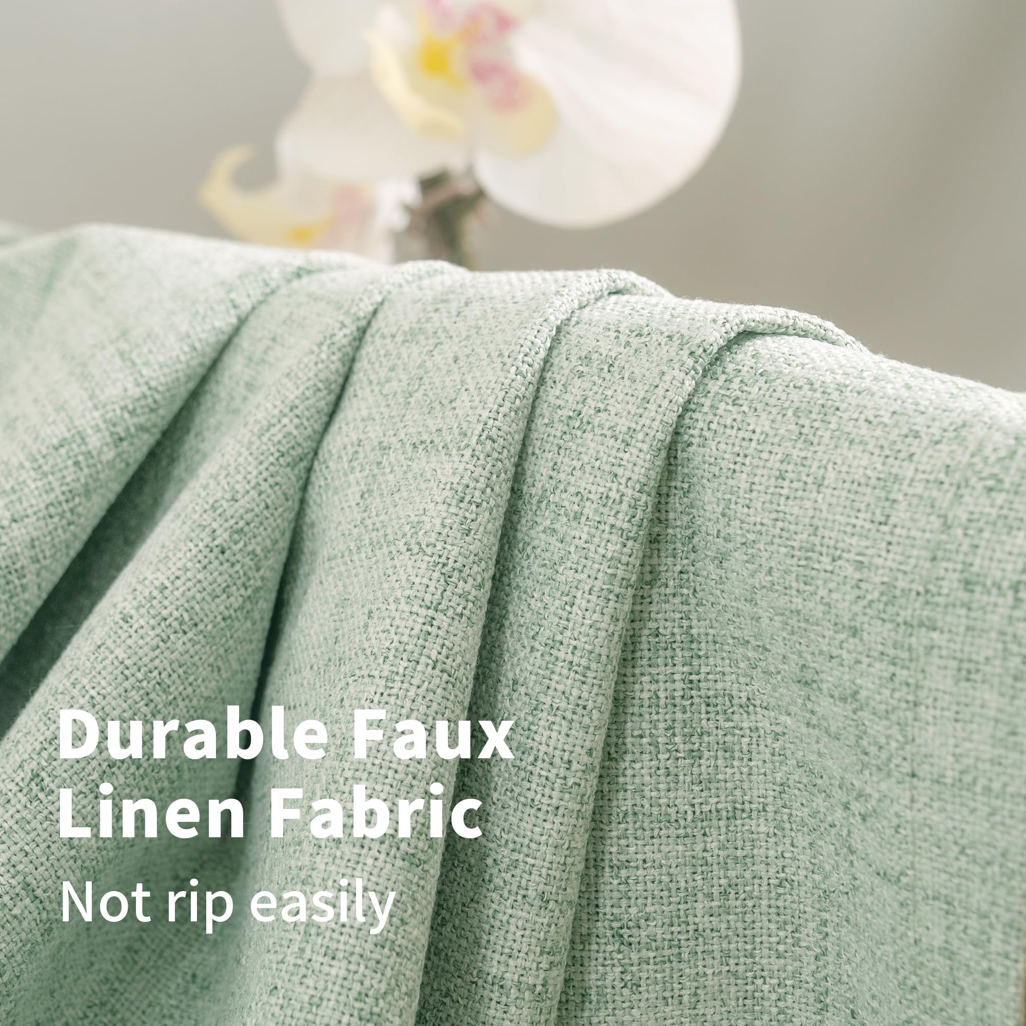 YoungsTex Green Linen Blackout Curtains living room scene combines style with energy efficiency potential