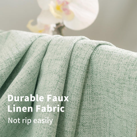 YoungsTex Green Linen Blackout Curtains living room scene combines style with energy efficiency potential