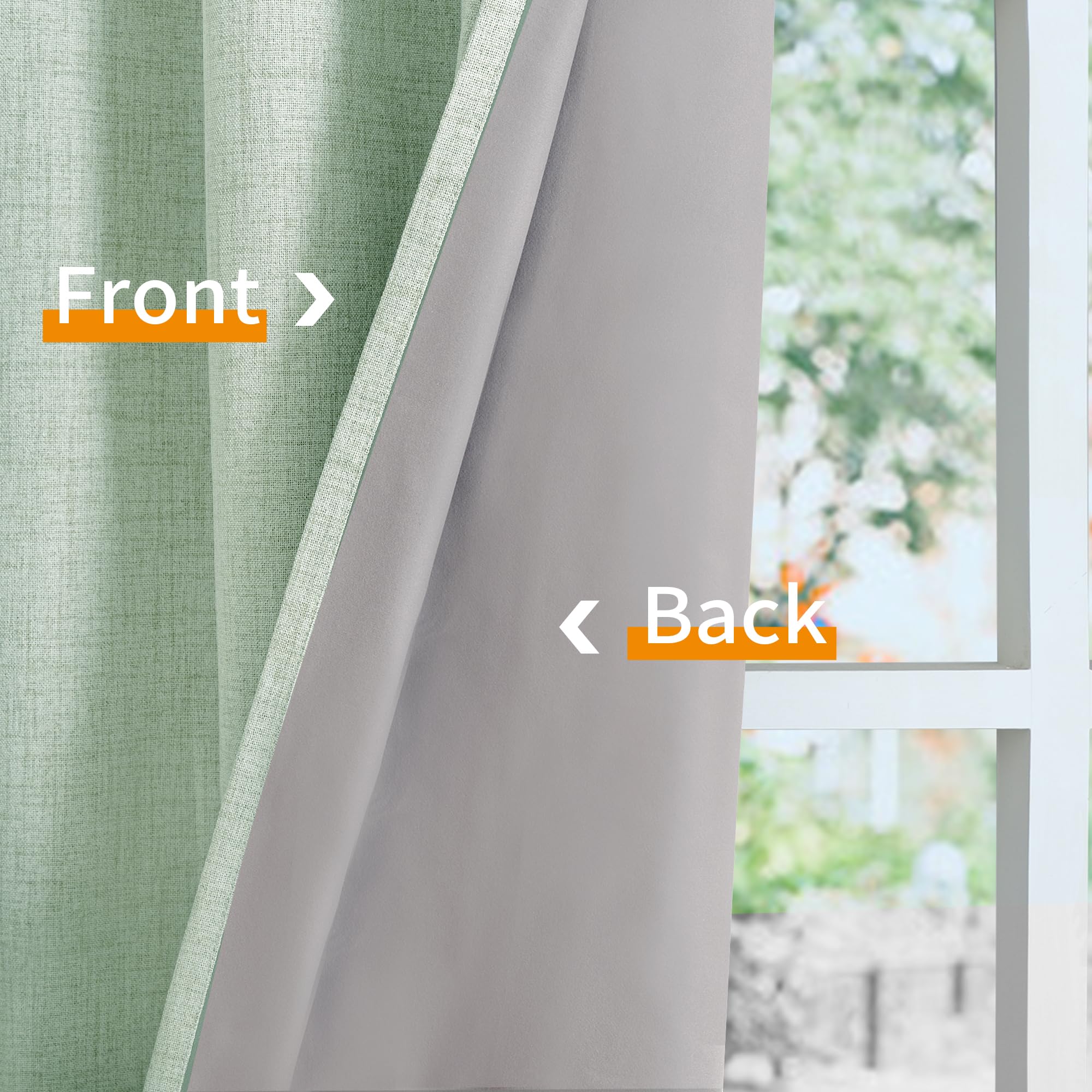YoungsTex Green Linen Blackout Curtains thermal insulation icon conveys temperature balance benefits