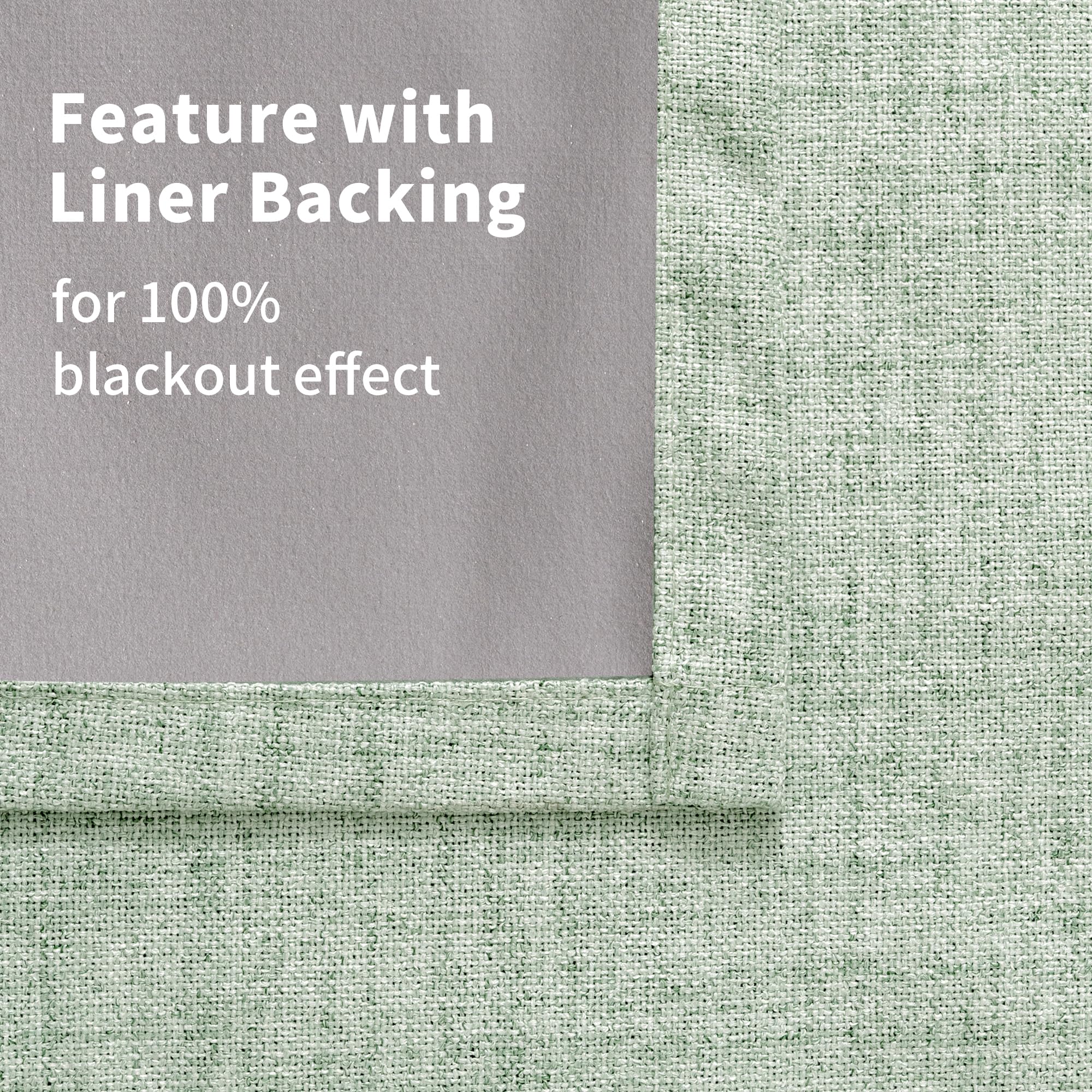 YoungsTex Green Linen Blackout Curtains care closeup indicates cold water machine wash