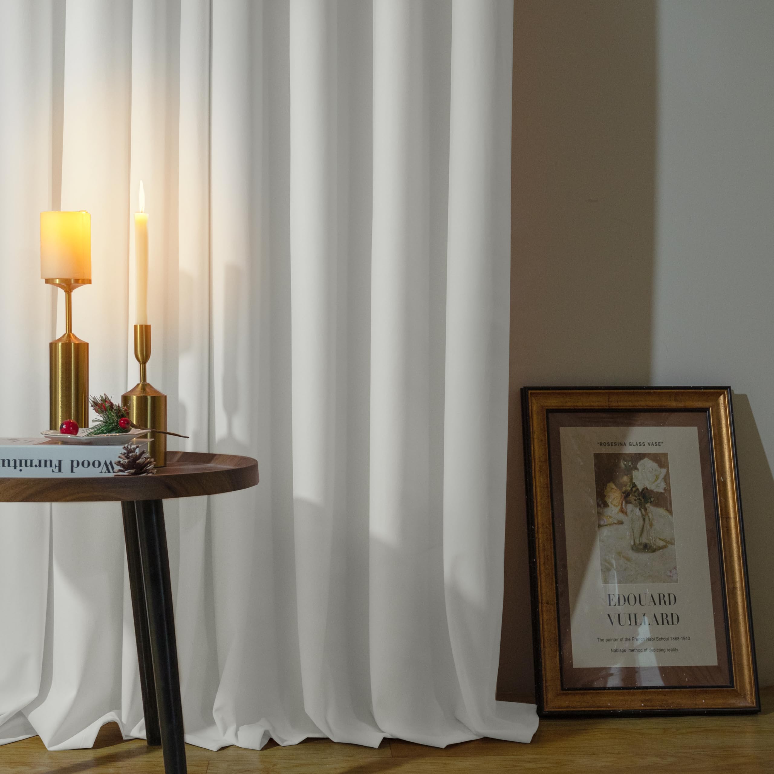 YoungsTex Ivory White Velvet Curtains brighten spaces while preserving privacy.
