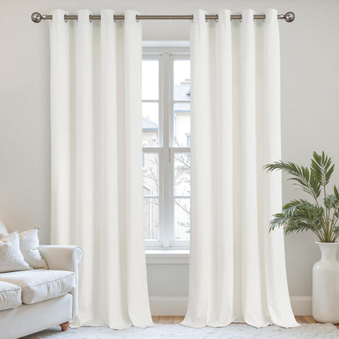 YoungsTex Ivory White Velvet Curtains show folded texture for a refined living room aesthetic.