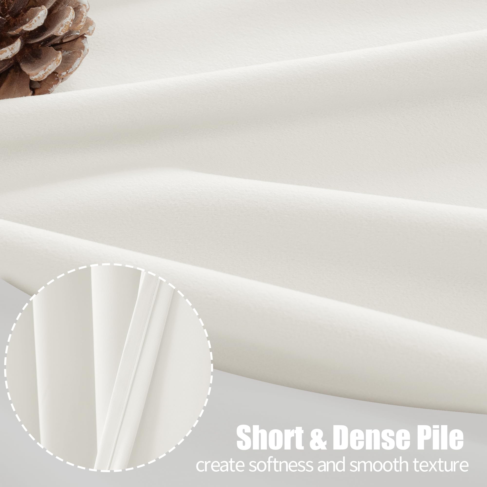 YoungsTex Ivory White Velvet Curtains mounted on a rod for a clean, modern look.