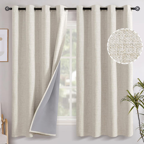 YoungsTex Linen Farmhouse Curtain Panel with sun-blocking capability for a restful morning.