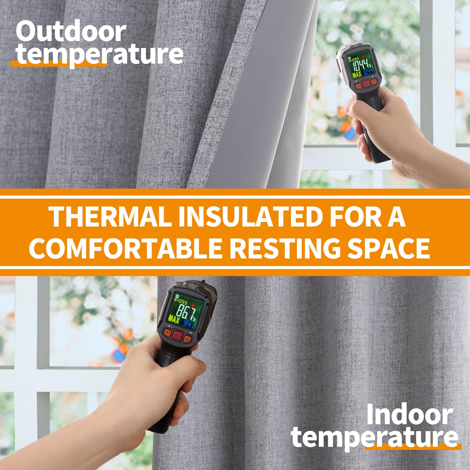 YoungsTex thermal-insulated curtains balance room temperatures with vintage burlap-inspired texture