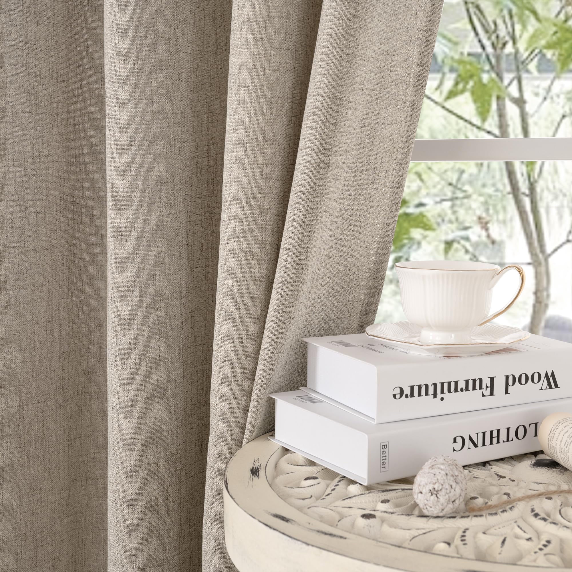 Ideal for living room setup with natural warmth from YoungsTex curtains.