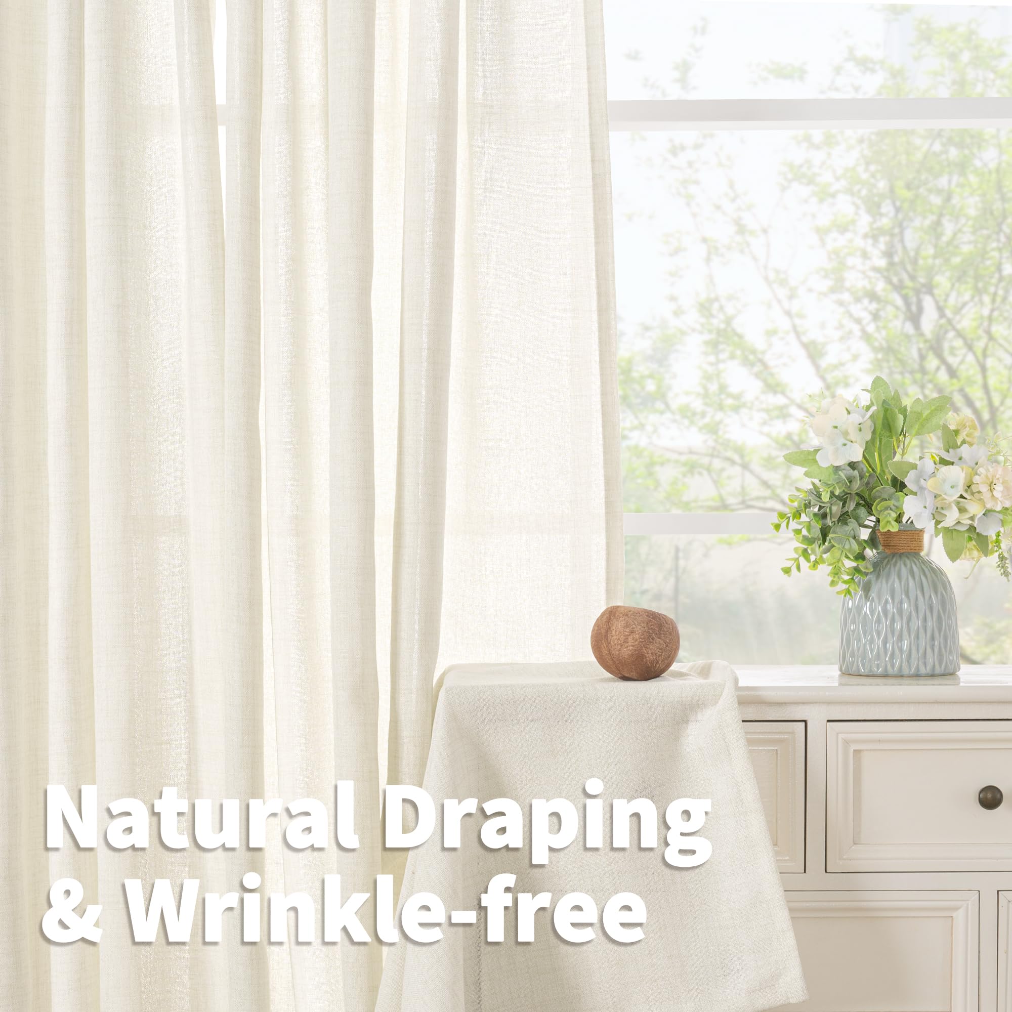 YoungsTex privacy linen curtains soften harsh light while maintaining air flow.