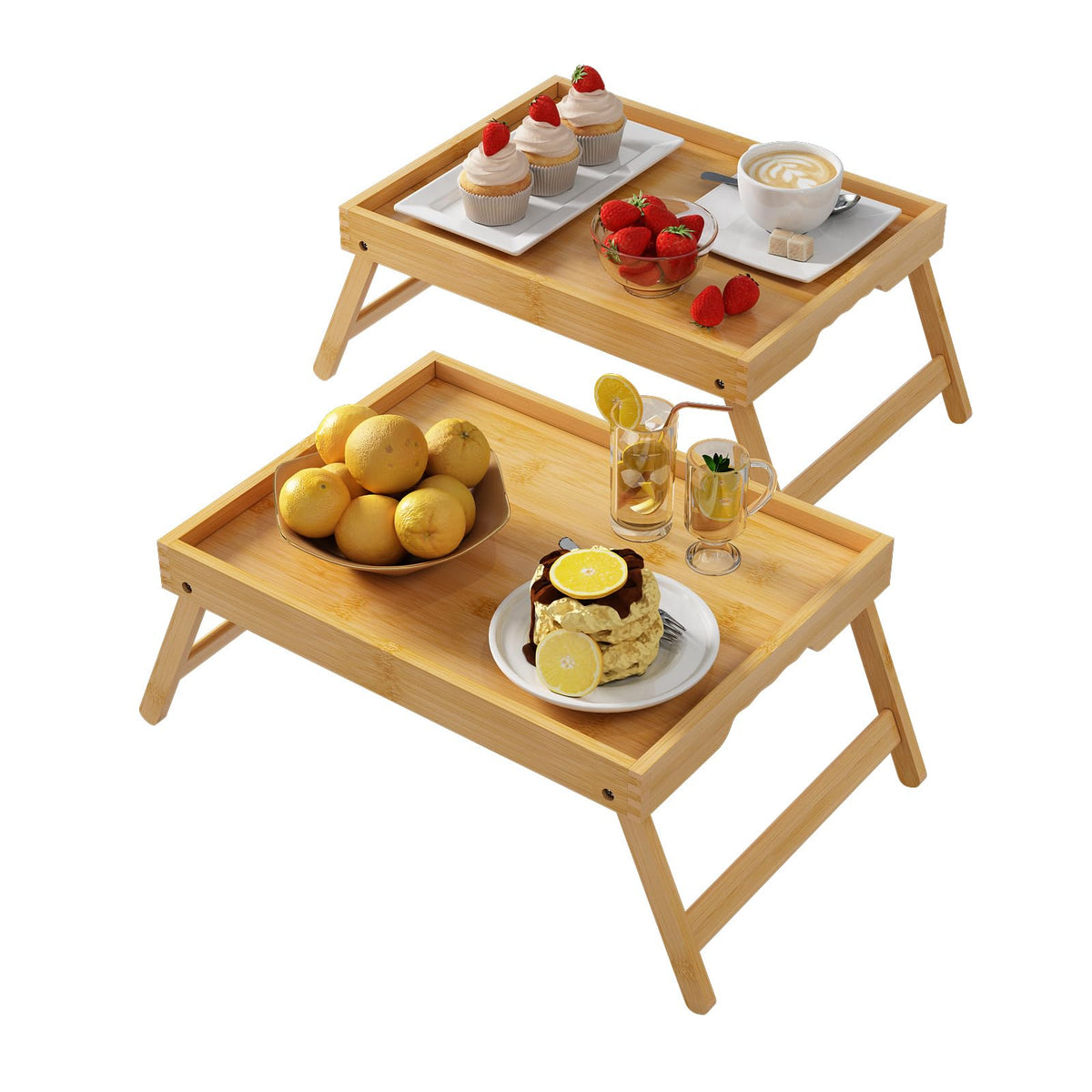 Youpehom bed tray table with folding legs open for meals in bed