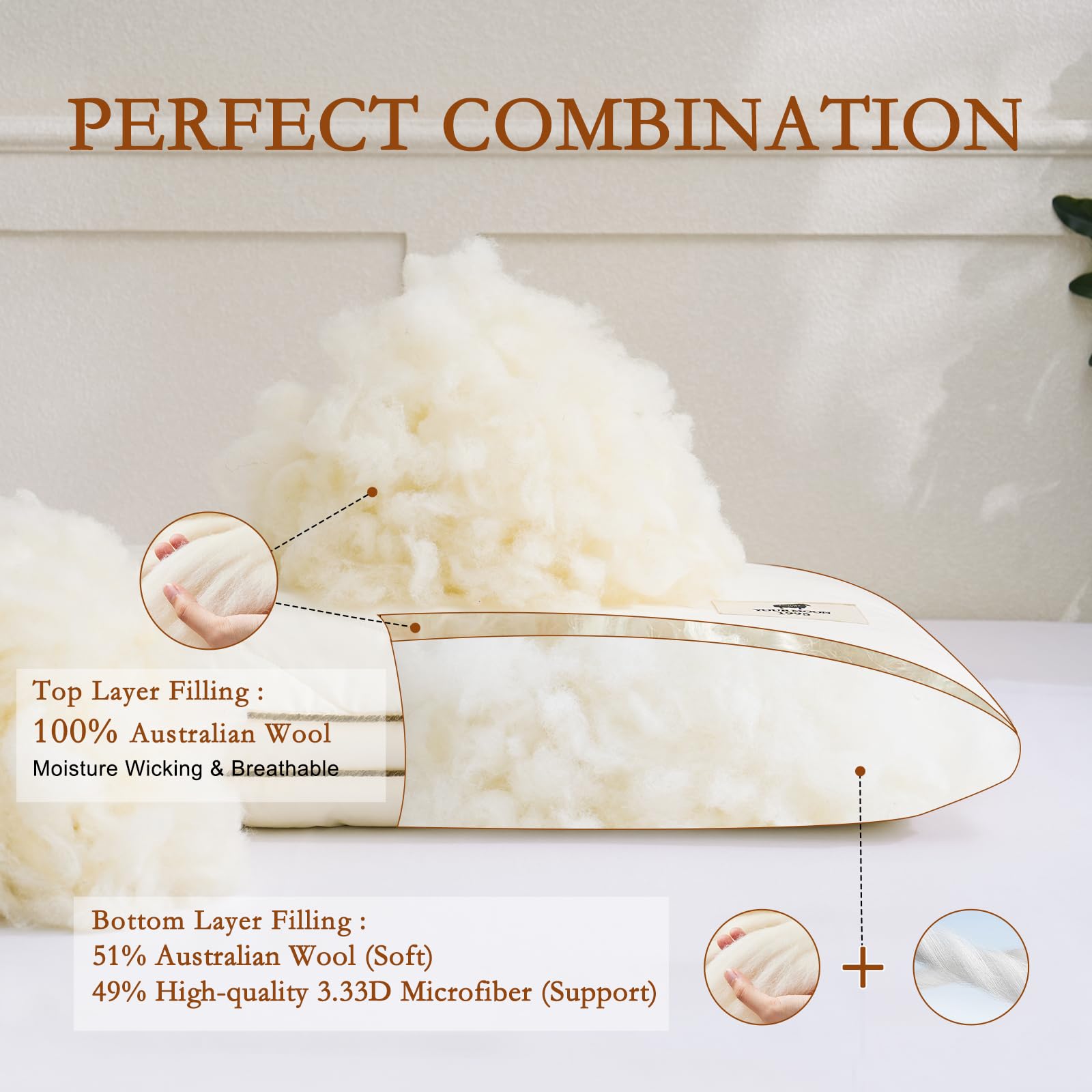 YOUR MOON flat low-loft pillow shown for back and stomach sleepers