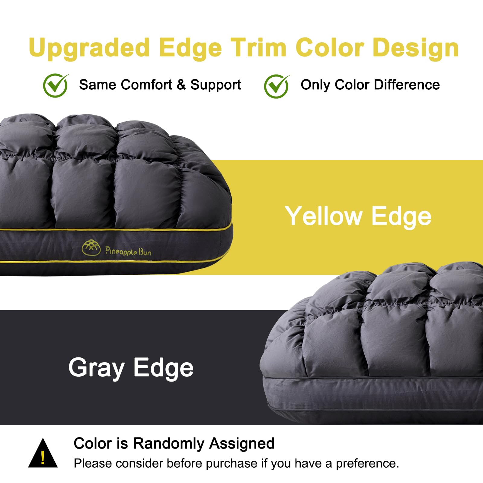Your Moon fluffy support pillow two-pack top view in gray showing plush profile.