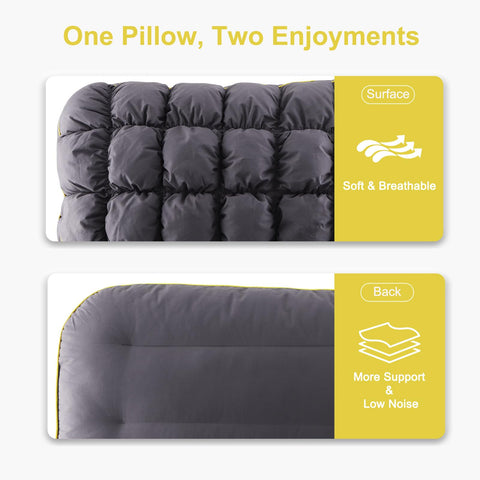 Your Moon gray pillow on a bed setting for hotel-quality comfort at home.