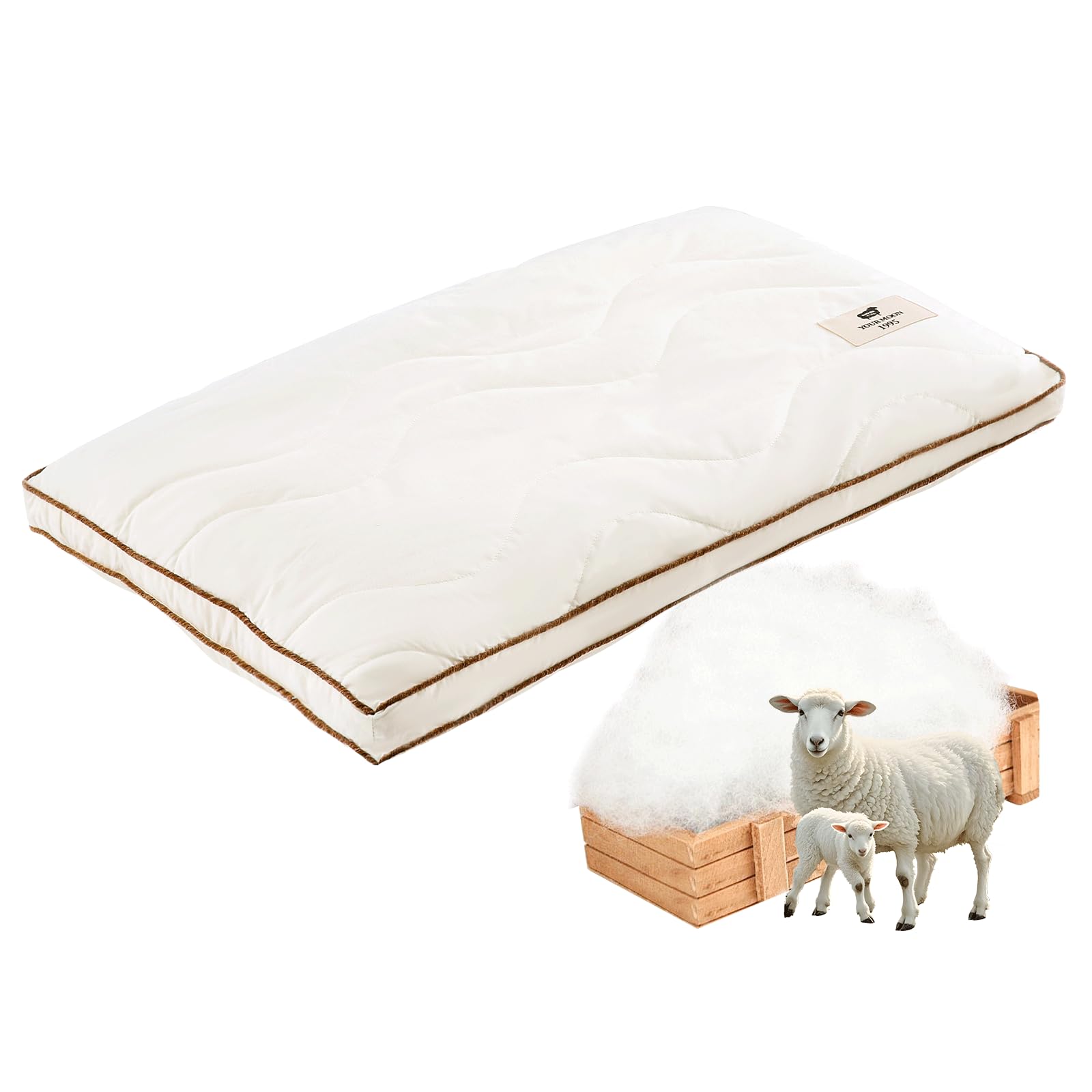 YOUR MOON soft natural wool pillow queen top view, flat and breathable