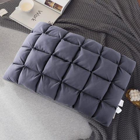 YOUR MOON soft pillow cover close-up in gray showing breathable cotton for hotel comfort