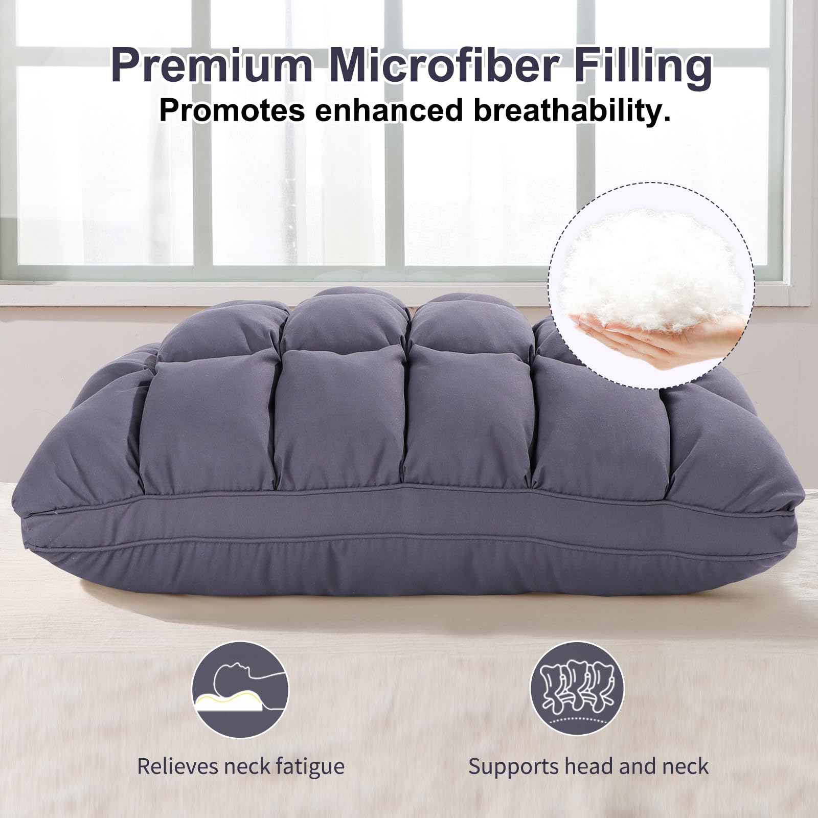 YOUR MOON down-alternative fill detail highlights plush, breathable support