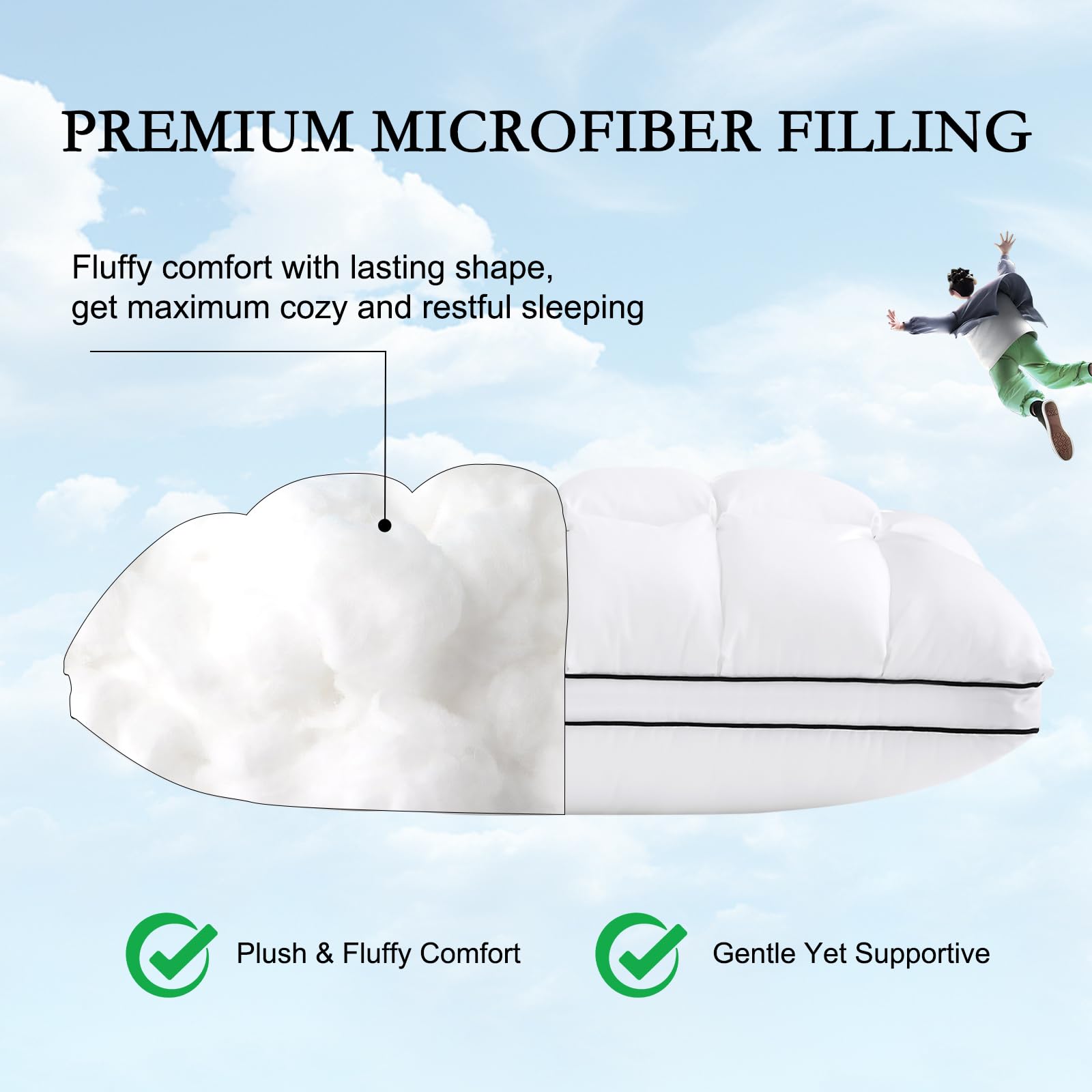 YOUR MOON Soft Support Pillow evenly quilted pockets for balanced head and neck support