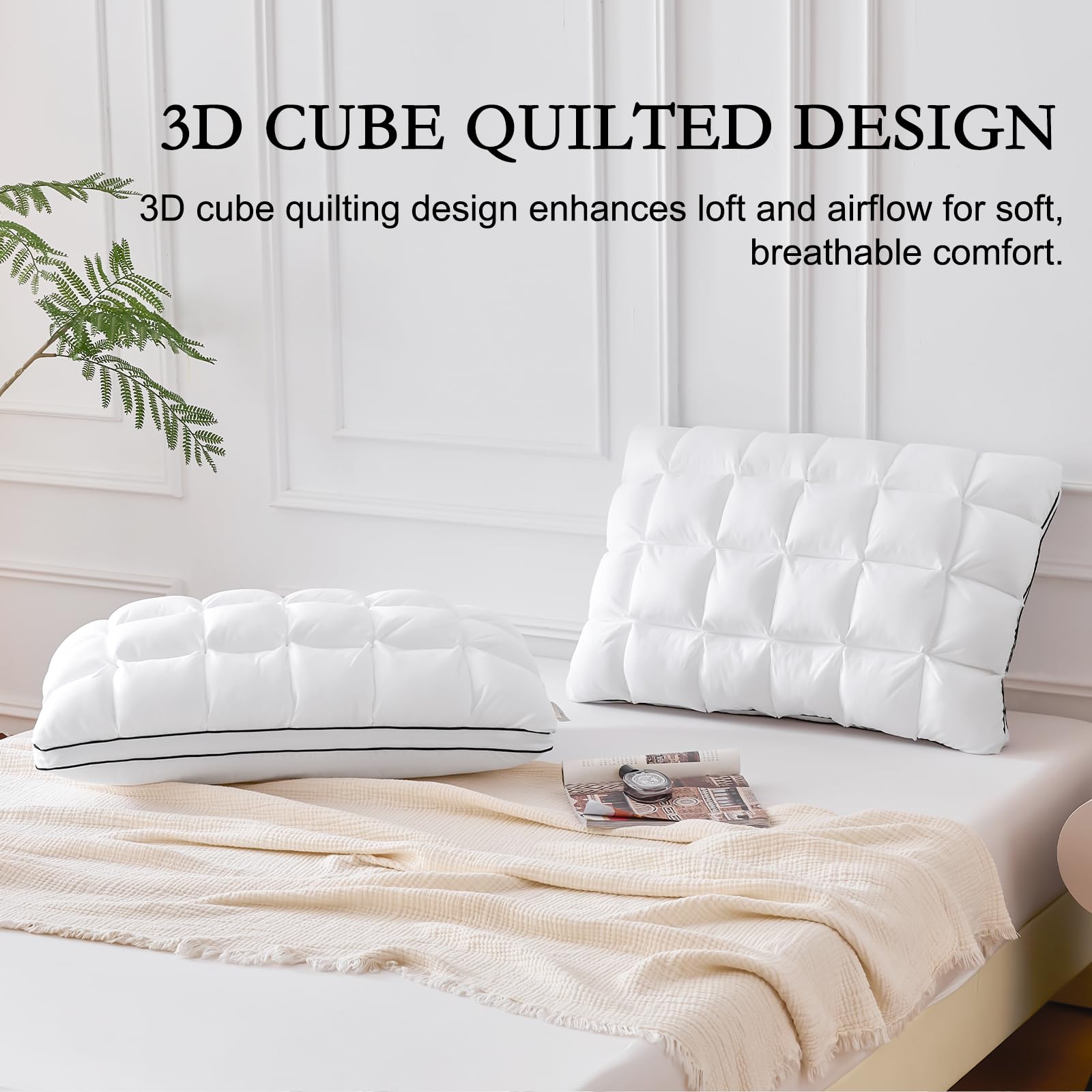 YOUR MOON Soft Support Pillow vacuum packed for compact shipping and quick recovery