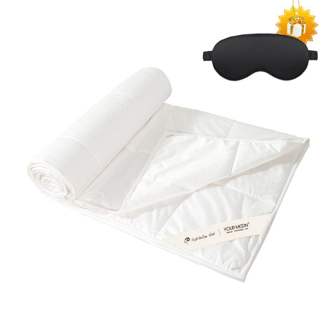 YOUR MOON Summer Lightweight Wool Comforter close-up of cotton cover, skin-friendly and quiet.