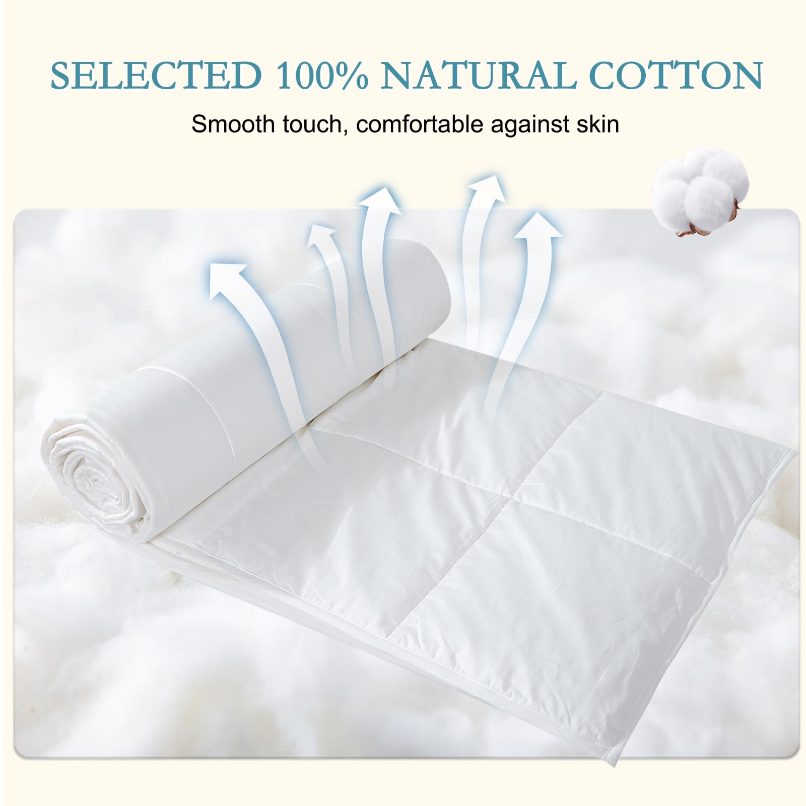 YOUR MOON Summer Lightweight Wool Comforter lattice quilting detail keeps wool evenly distributed.