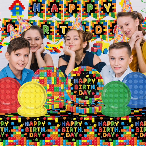 YOURUIYF Building Block party napkins absorb spills and add colorful flair