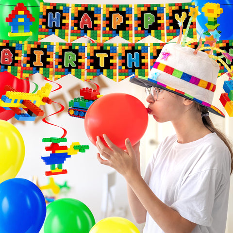 YOURUIYF Building Block party tablecloth protects surfaces and links the theme