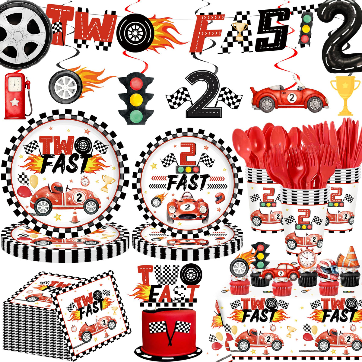 YOURUIYF two-fast banner adds race-car themed backdrop for photos