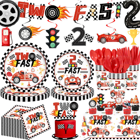 YOURUIYF two-fast banner adds race-car themed backdrop for photos