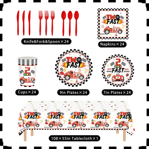 YOURUIYF two-fast 7-inch plates with bold car print for quick dining