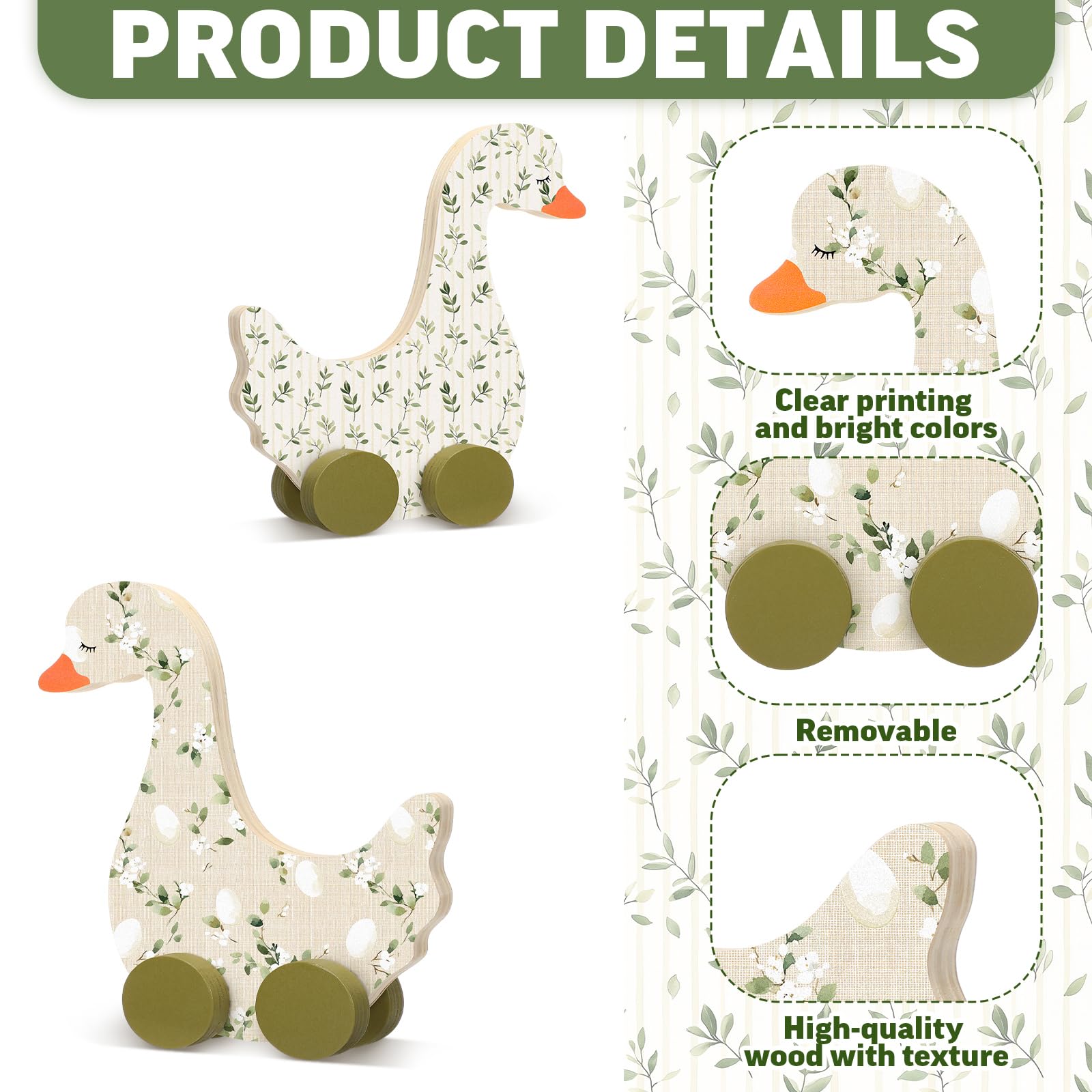 Yousoontic goose wooden decor with wheels adds whimsical party-table flair.