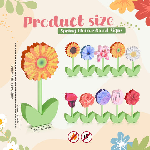 Yousoontic wooden flower signs hibiscus hydrangea detail for versatile home accents