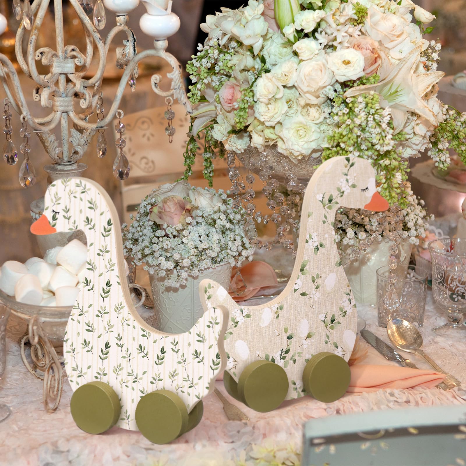 Yousoontic wooden goose decor shown for nursery and shelf displays.