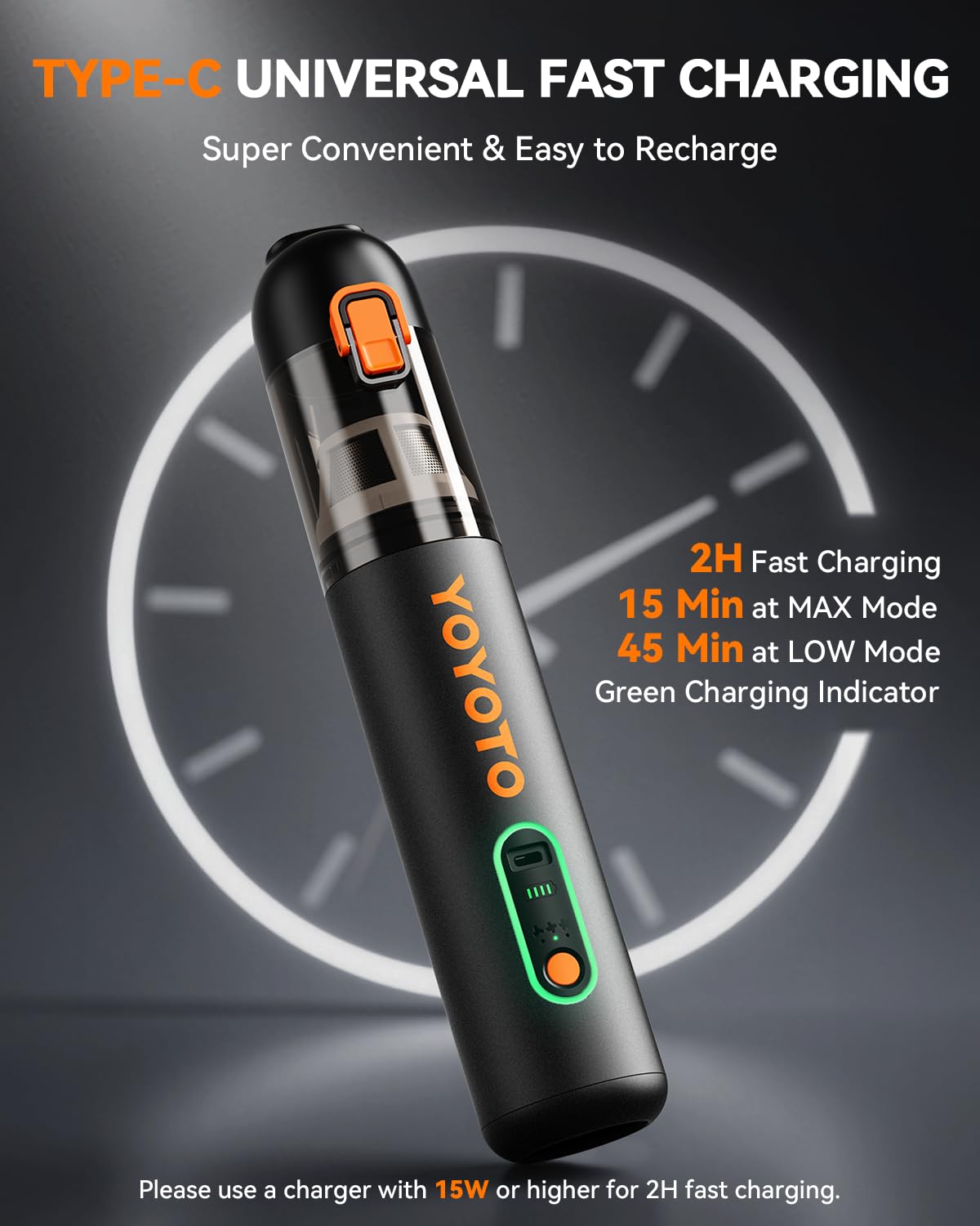 Yoyoto vacuum includes nine attachments for cars, furniture, and electronics