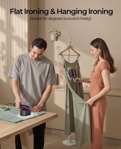 YOZLNFO travel steamer pink dry iron mode enables precise pressing of collars