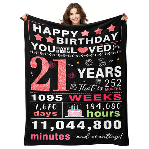 YPURTSD 21st birthday blanket close-up text showing heartfelt message.