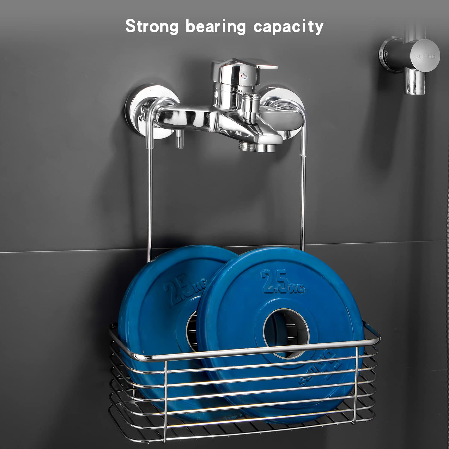YQh rack mounted on a faucet demonstrates versatile bathroom mounting.