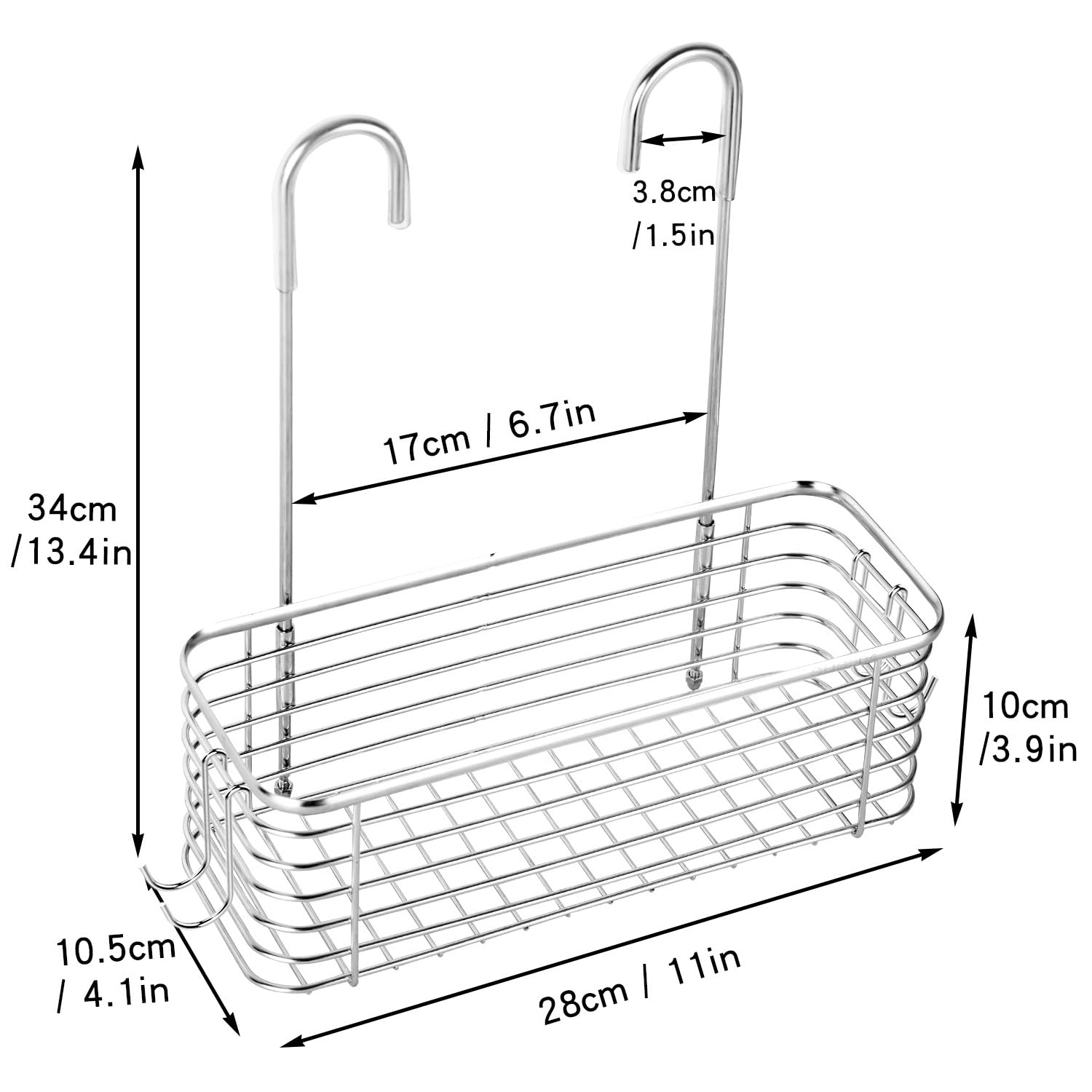 YQh shower rack stores shampoo, conditioner, and body wash for easy access.