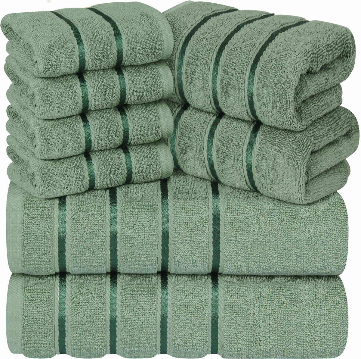 YRALY luxury bath-towel-27x54 in sage green offers plush absorbency.