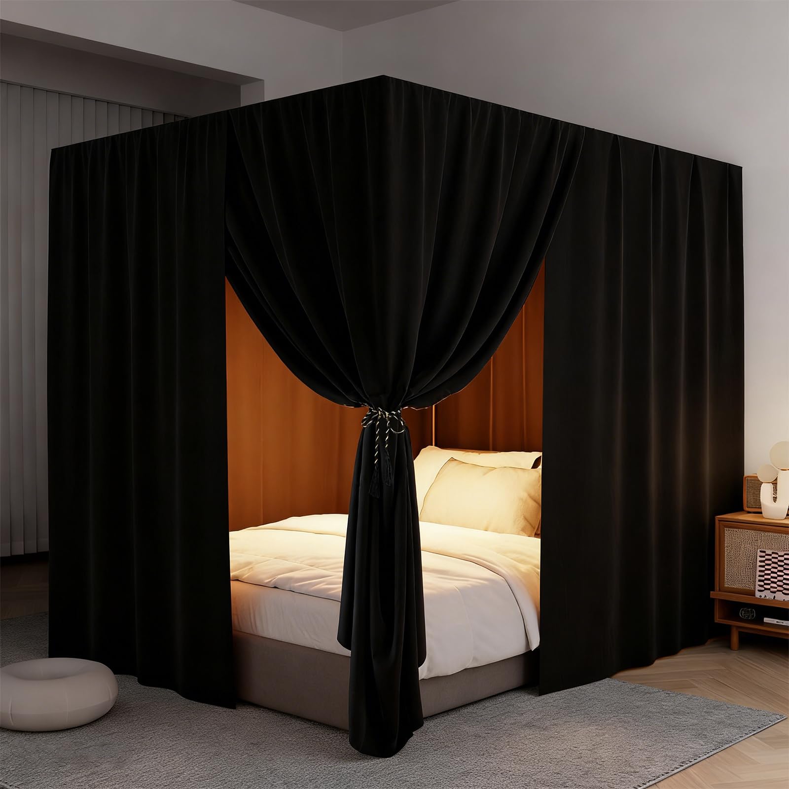 YRDKB privacy drapes create a cozy retreat, perfect for sleeping or relaxing.