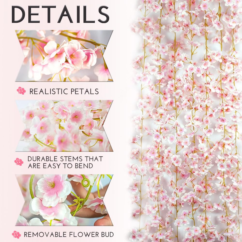 YRIOWMI cherry blossom garland for elegant home decor year-round