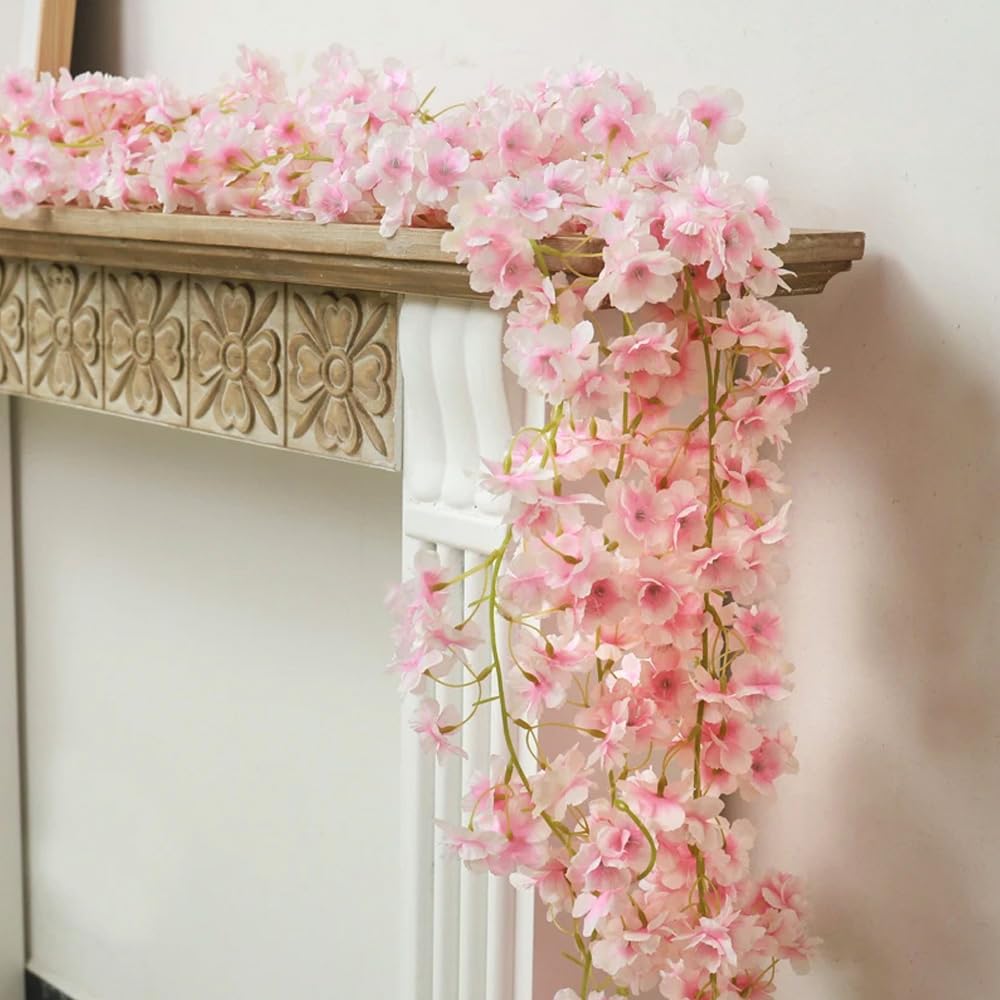 YRIOWMI cherry blossom garland accenting an office space for soft ambiance
