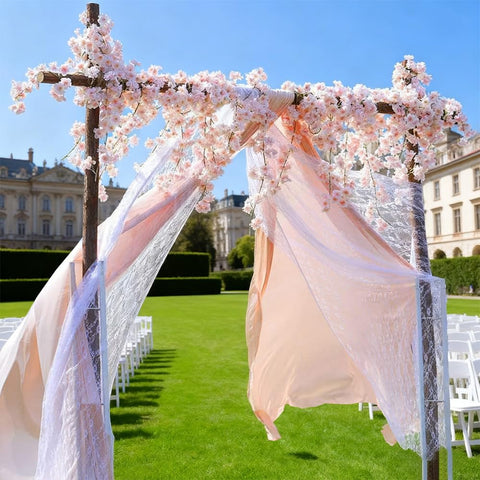 YRIOWMI cherry blossom garland wrapped around a tree for natural charm